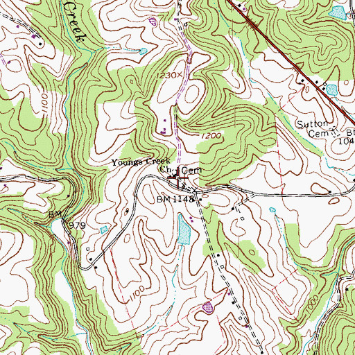 Topographic Map of Youngs Creek Church, KY