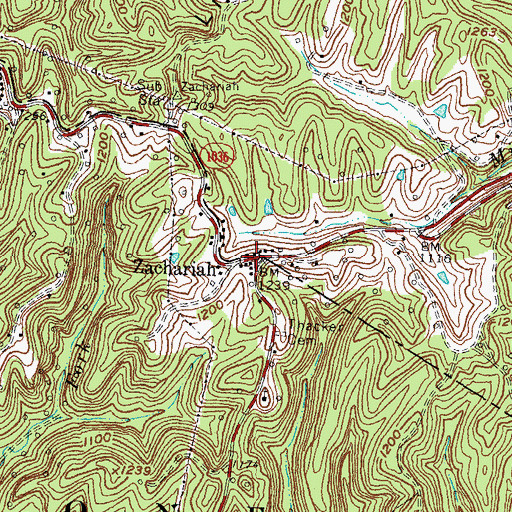 Topographic Map of Zachariah, KY