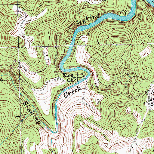 Topographic Map of Zion Church, KY