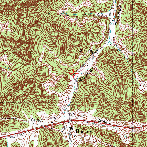 Topographic Map of Zion Church, KY