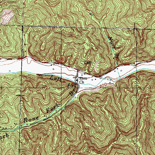 Topographic Map of Zion Church, KY