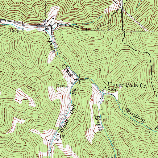 Topographic Map of White Oak Fork, KY