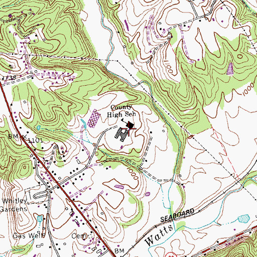 Topographic Map of Whitley County High School, KY
