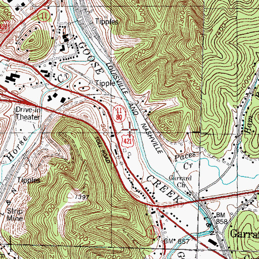 Topographic Map of Paces Creek Elementary School, KY