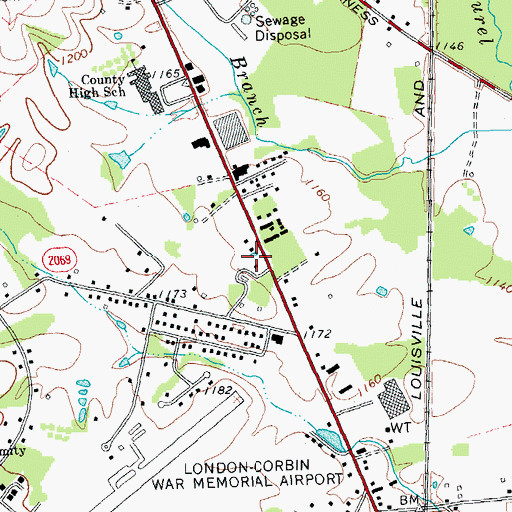 Topographic Map of London District Ranger Office, KY