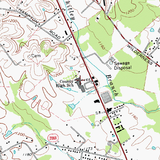 Topographic Map of Laurel County High School, KY