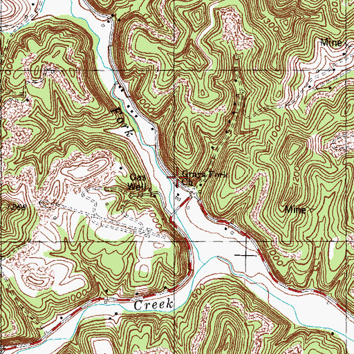 Topographic Map of Grays Fork Church, KY