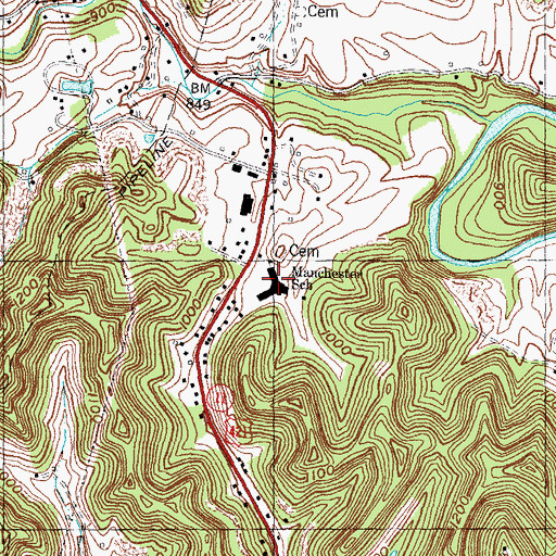 Topographic Map of Manchester School, KY