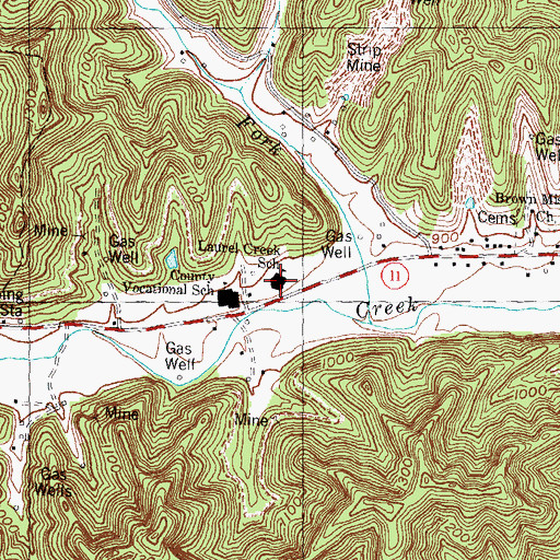 Topographic Map of Laurel Creek School, KY