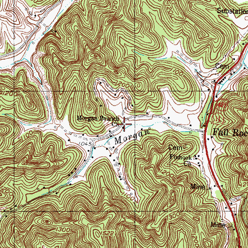 Topographic Map of Morgan Branch Church, KY