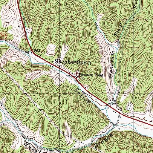 Topographic Map of Pleasant Point Baptist Church, KY