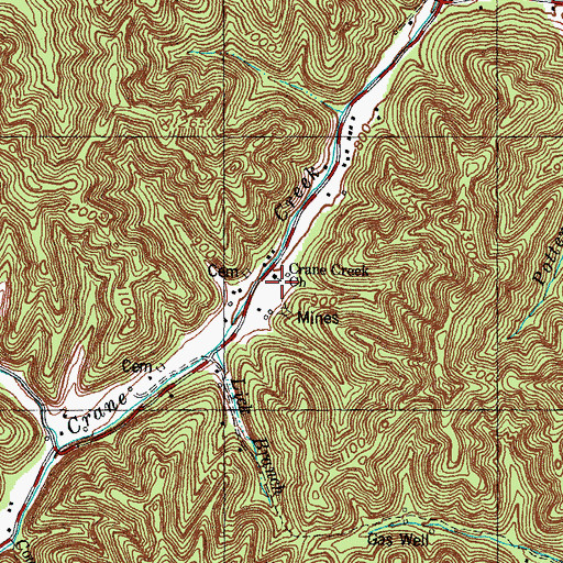 Topographic Map of Crane Creek Church, KY