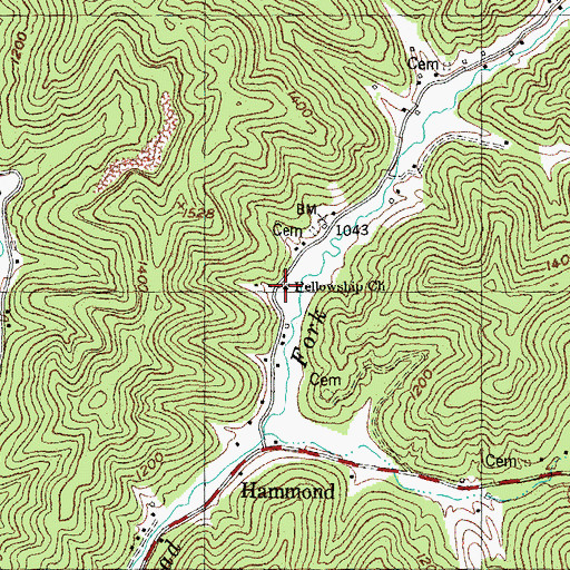 Topographic Map of Fellowship Church, KY
