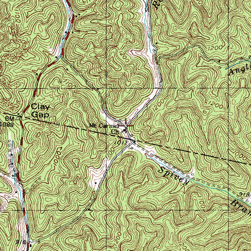 Topographic Map of Mount Carmel Church, KY