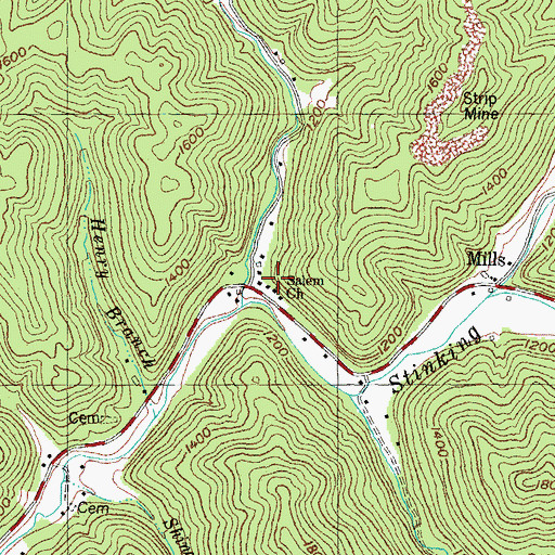 Topographic Map of Salem Baptist Church, KY