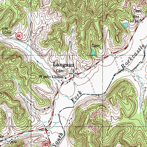 Topographic Map of Langnau, KY