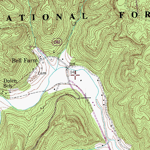 Topographic Map of Bell Farm Horse Camp, KY