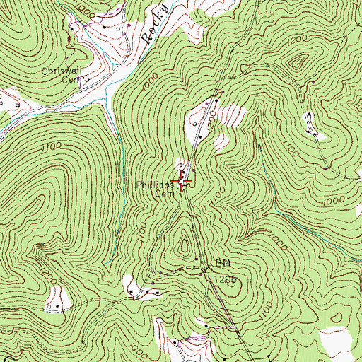 Topographic Map of Phillips Cemetery, KY