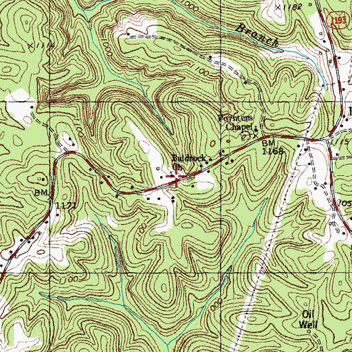Topographic Map of Baldrock Church, KY