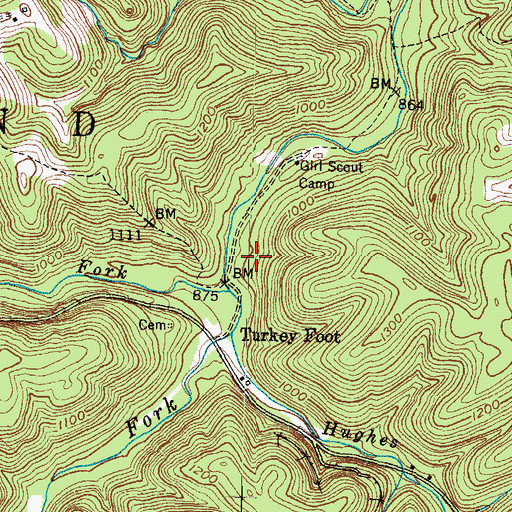 Topographic Map of Turkey Foot Campground, KY