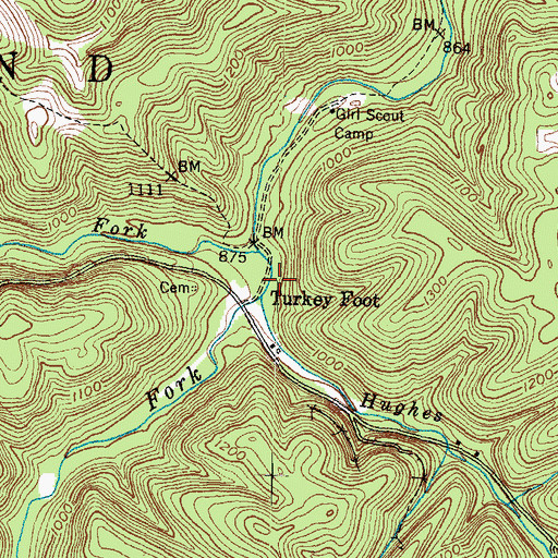 Topographic Map of Turkey Foot, KY