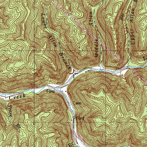Topographic Map of Lower Allen Branch, KY