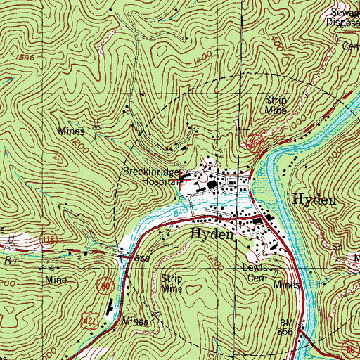 Topographic Map of Mary Breckinridge Hospital, KY