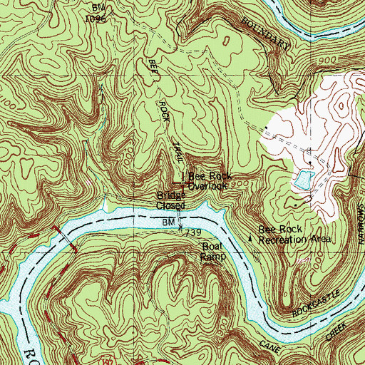 Topographic Map of Bee Rock Overlook, KY