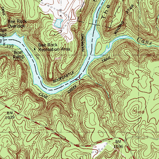 Topographic Map of Cane Creek Trail, KY