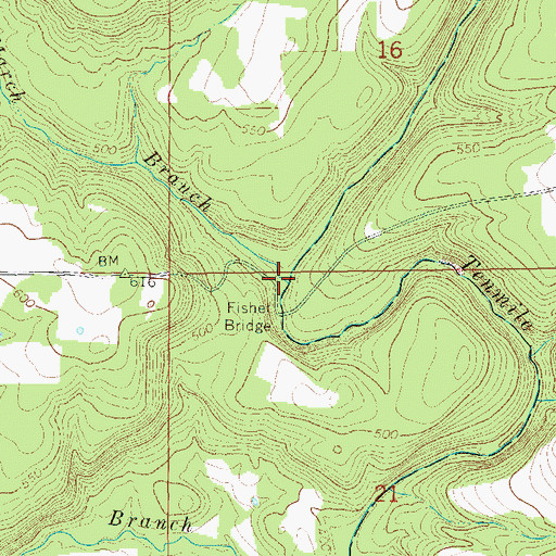Topographic Map of March Branch, AR