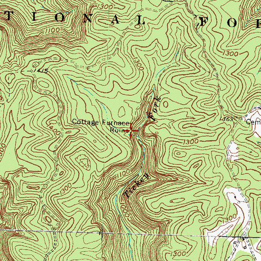 Topographic Map of Cottage Furnace Picnic Area, KY