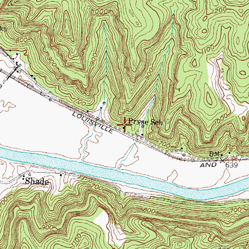 Topographic Map of Pryse School, KY