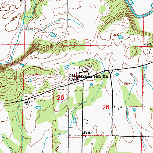 Topographic Map of Marcus Hill Church, AR