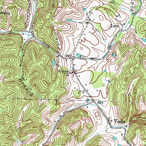 Topographic Map of Union Church, KY