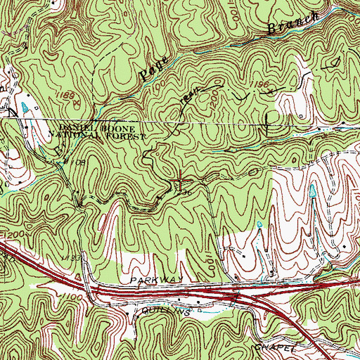 Topographic Map of Quillins Chapel School, KY
