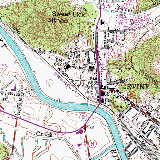 Topographic Map of Estill County Middle School, KY