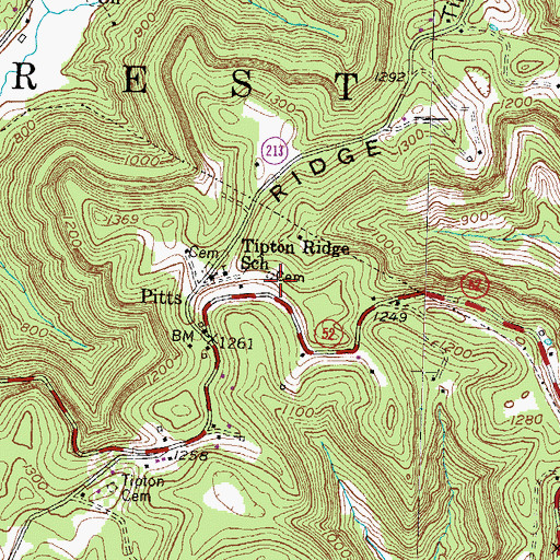 Topographic Map of Tipton Ridge, KY