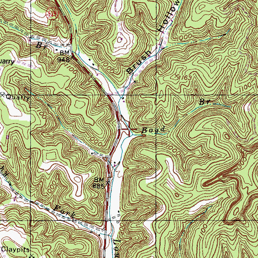 Topographic Map of Boyd Branch, KY