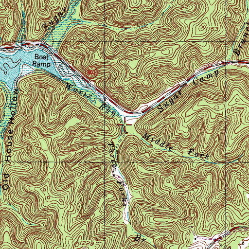 Topographic Map of Middle Fork, KY