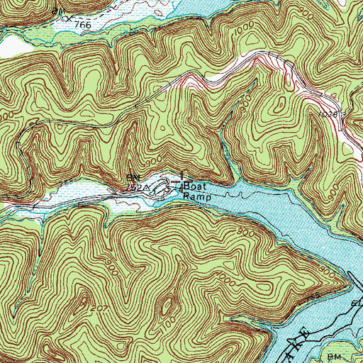Topographic Map of Leatherwood Boat Ramp, KY