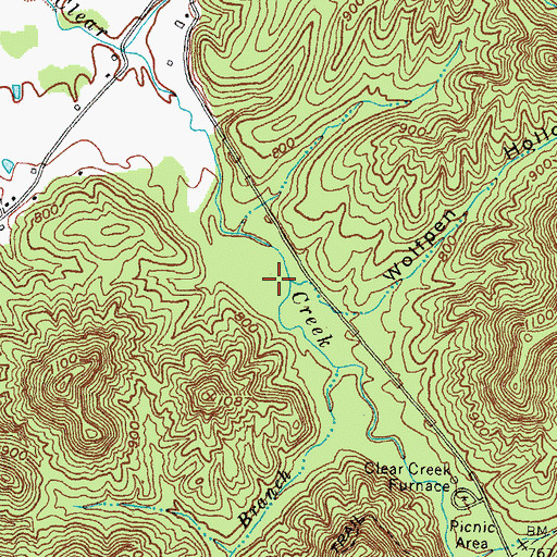 Topographic Map of Clear Creek Lake, KY