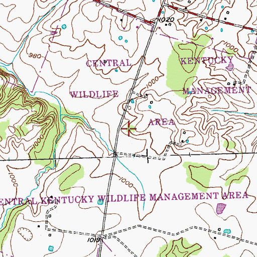 Topographic Map of Central Kentucky Wildlife Management Area, KY