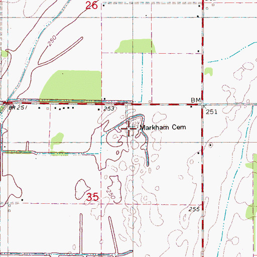 Topographic Map of Markham Cemetery, AR