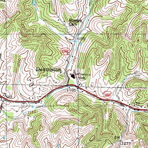 Topographic Map of Botts Elementary School, KY