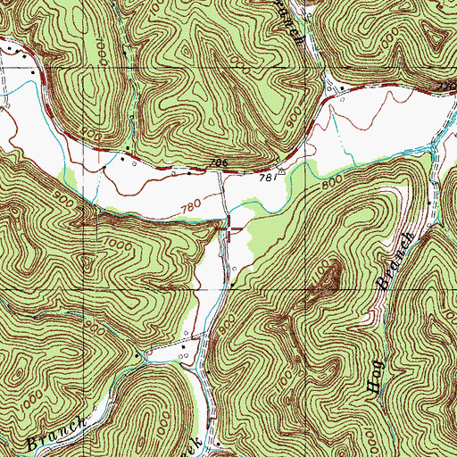 Topographic Map of Clifton Creek, KY