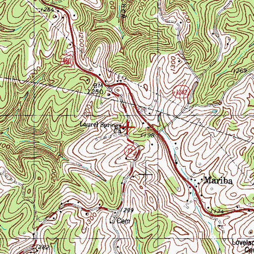 Topographic Map of Laurel Springs Baptist Church, KY