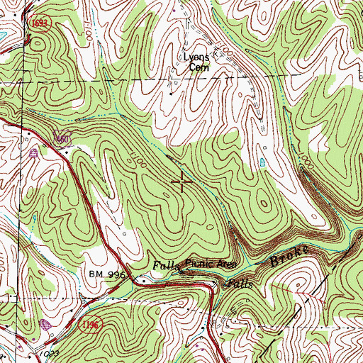 Topographic Map of Broken Leg Falls, KY