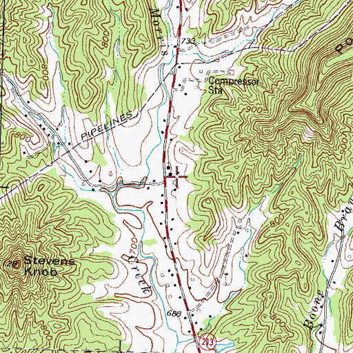Topographic Map of Morris Creek School, KY