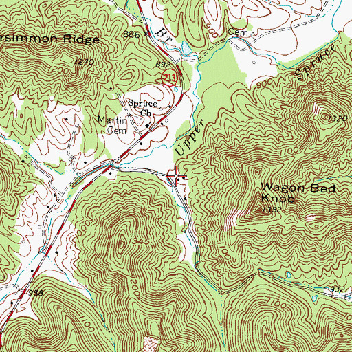 Topographic Map of Spruce School, KY