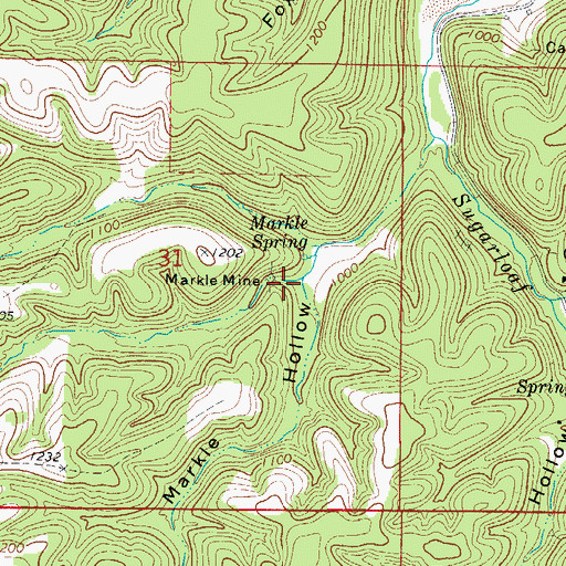 Topographic Map of Markle Mine, AR